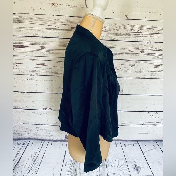 Women’s Size 20W Shrug Jacket Dressbarn Black Open Front 3/4 Sleeves Silky Soft - Picture 4 of 11